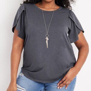 Maurice's Plus Gray Petal Top 1X